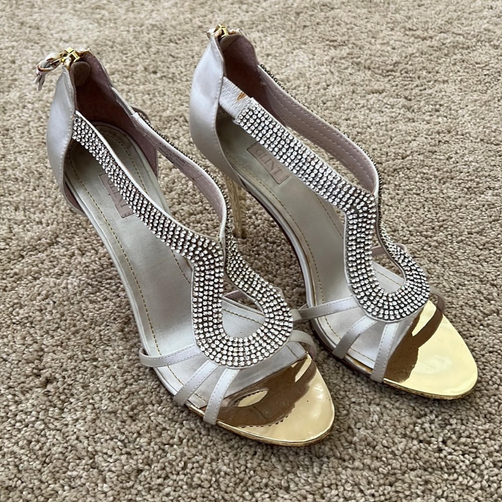 Glint - Ivory Satin Rhinestone Heels (Nordstrom)